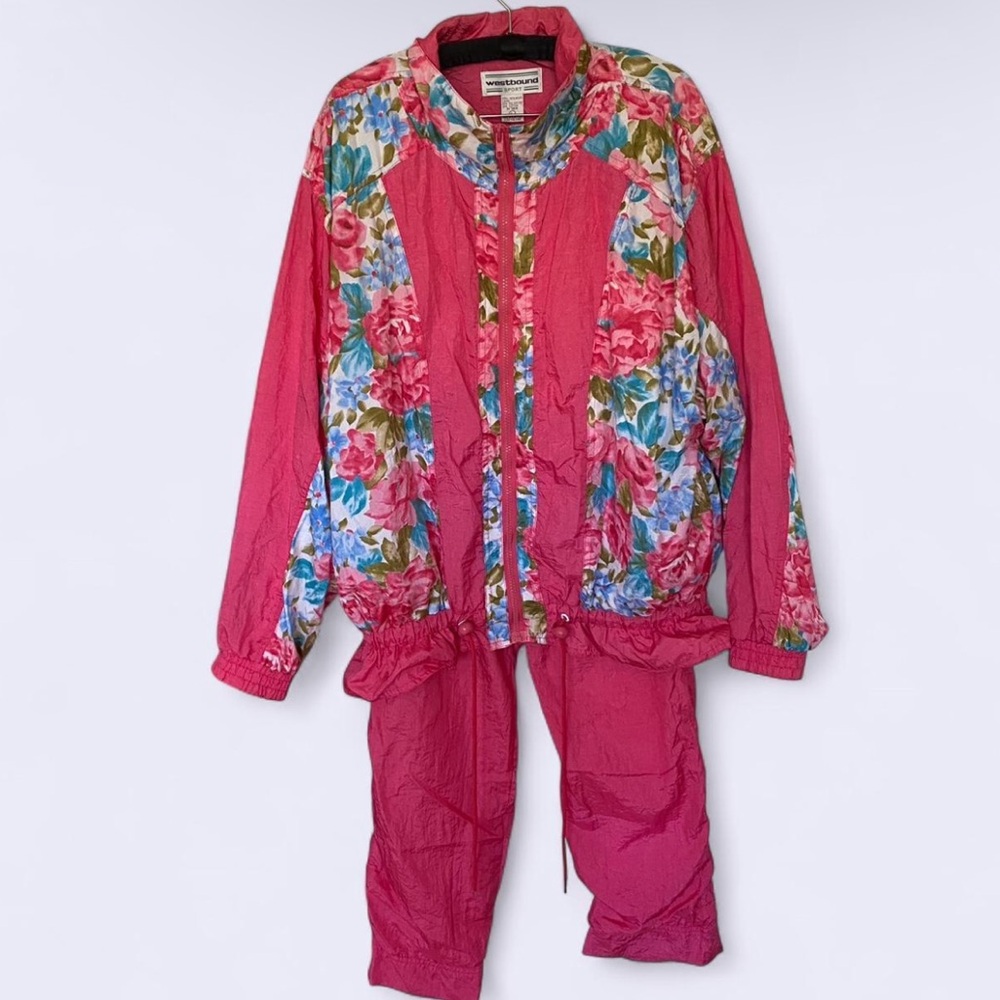 Vintage 90s Westbound Sport Fuchsia Track Suit Set